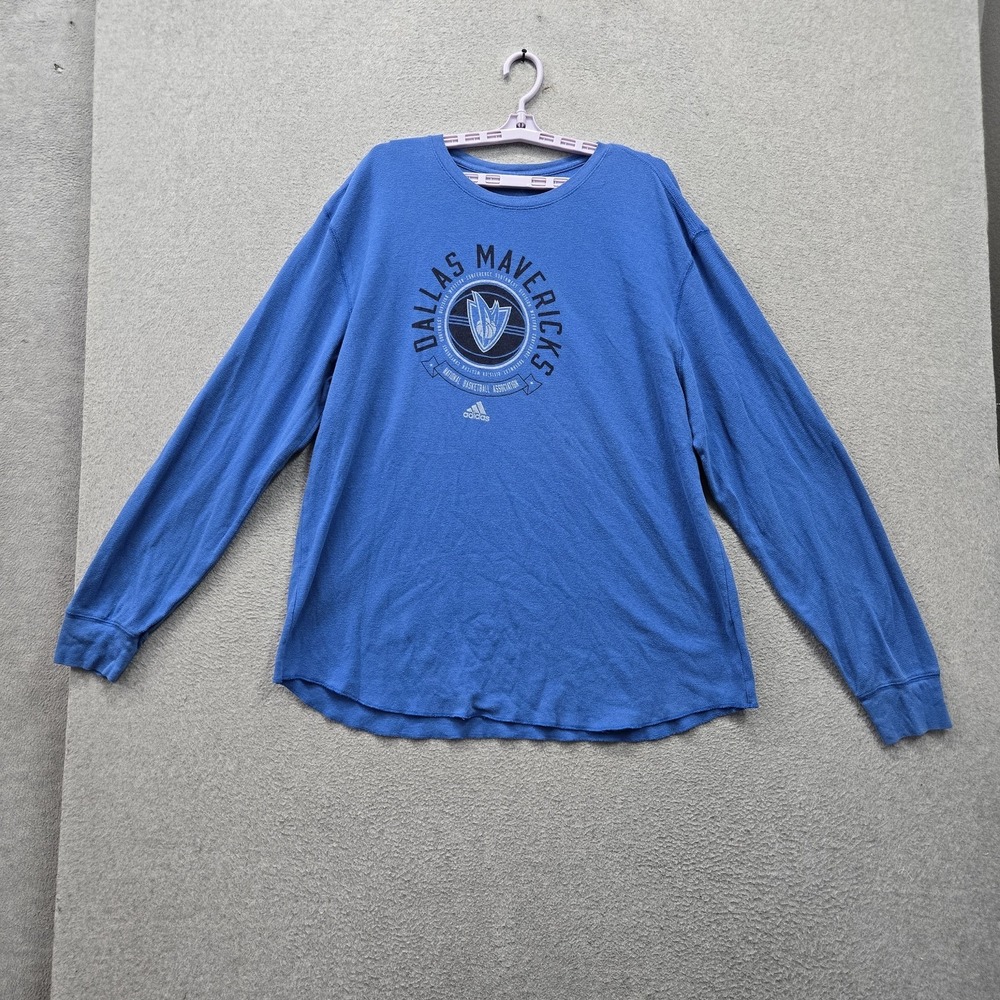 Dallas Mavericks Men Shirt 2XL Blue Adidas Graphic Team Logo Basketball Shirt